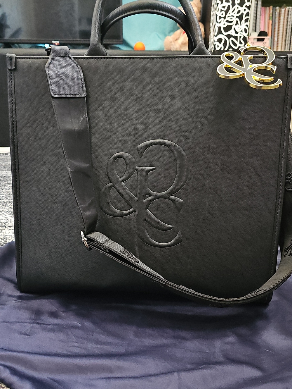 Black Tote with Gold G&C Charm